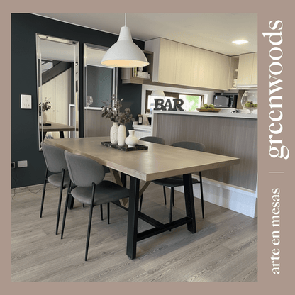 Mesa comedor madera y fierro industrial modelo Viena - | Greenwoods Chile