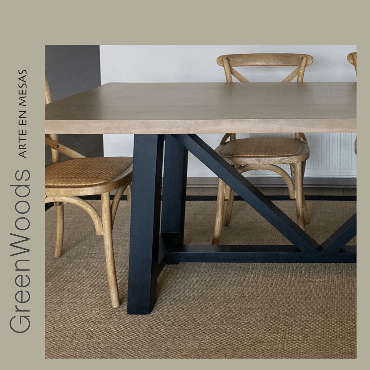 Mesa comedor madera y fierro industrial Viena - | Greenwoods Chile