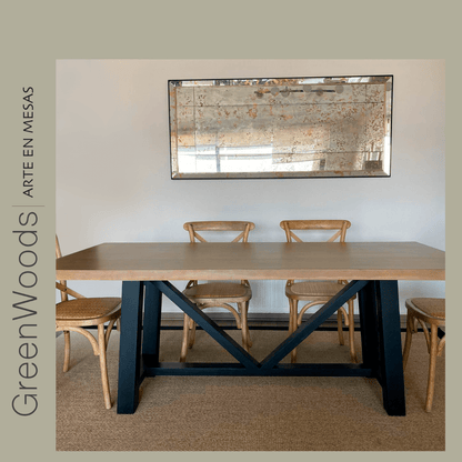 Mesa comedor madera y fierro industrial Viena - | Greenwoods Chile