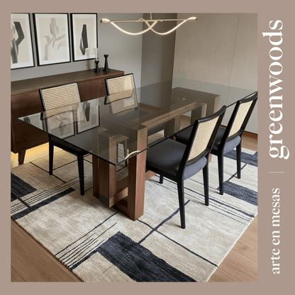Mesa comedor moderna madera y vidrio Modelo Capri. - mesa comedor | Greenwoods Chile