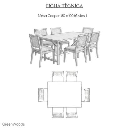 MESA DE COMEDOR DE MADERA COOPER TERRAZA