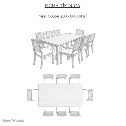 MESA DE COMEDOR DE MADERA COOPER TERRAZA