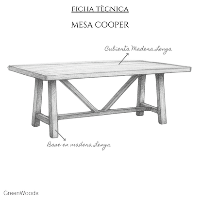 MESA DE COMEDOR DE MADERA COOPER TERRAZA