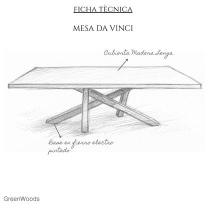 MESA DE COMEDOR FIERRO Y MADERA INDUSTRIAL DA VINCI TERRAZA
