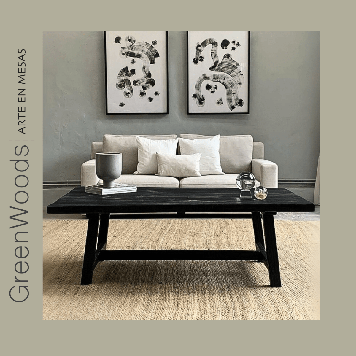 Mesa de centro madera carbonizada Black. - mesa centro | Greenwoods Chile