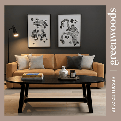 Mesa de centro madera carbonizada Ovalada modelo Black - mesa centro | Greenwoods Chile