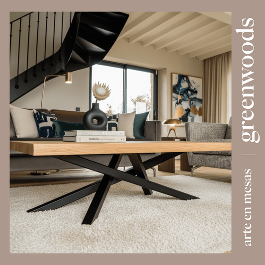 Mesa de Centro Madera y Fierro Da Vinci | Moderna y Robusta - mesa centro | Greenwoods Chile