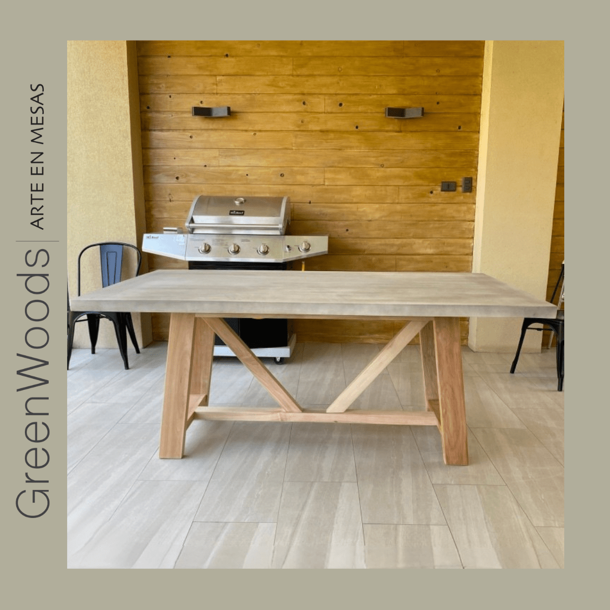 Mesa de comedor de madera Cooper terraza.