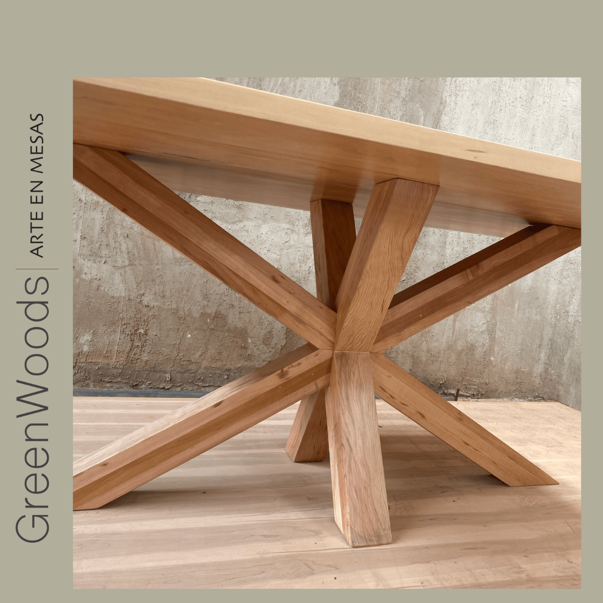Estructura sólida de mesa comedor María en madera premium lenga | Greenwoods Chile
