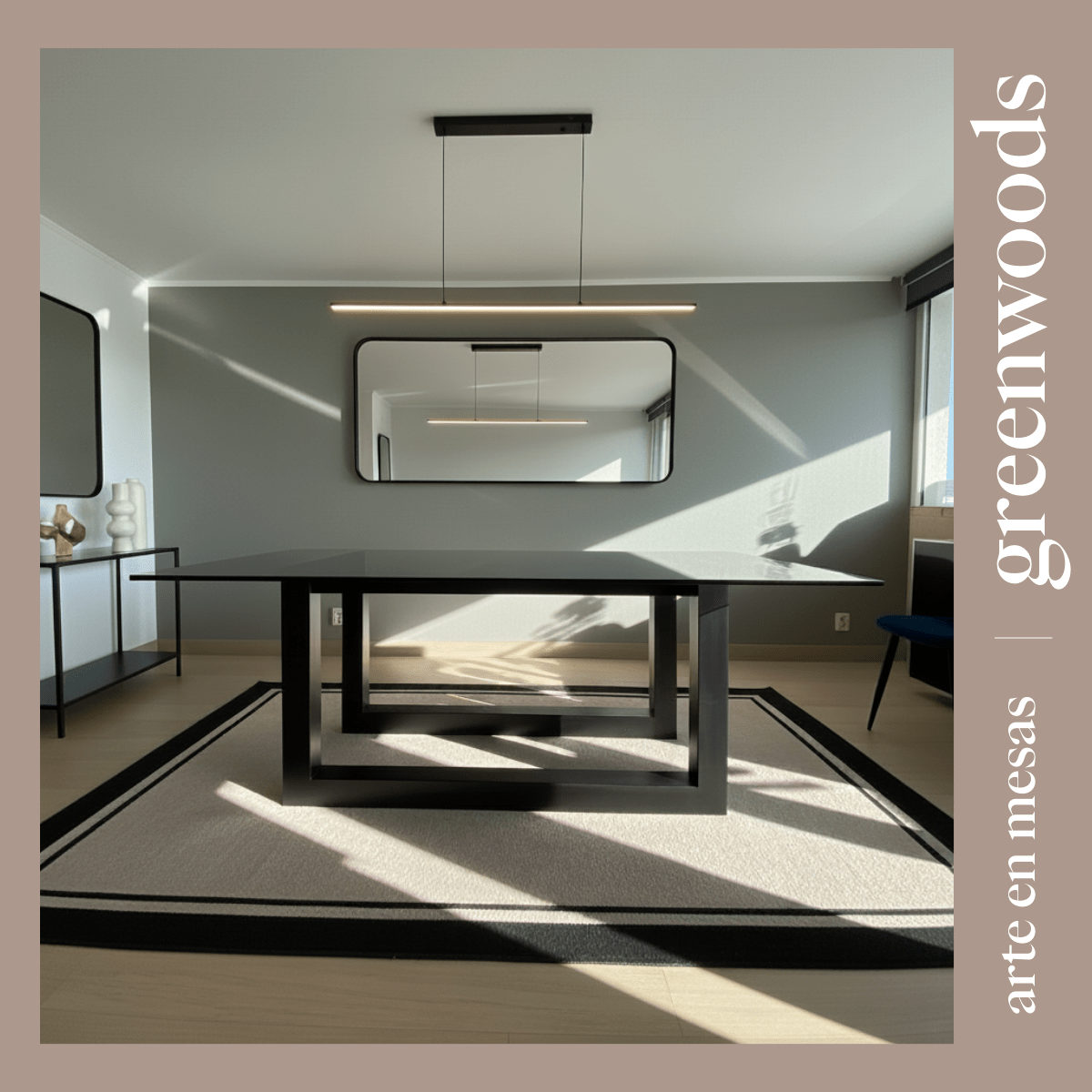 Mesa de comedor de madera y vidrio Lagos. - mesa comedor | Greenwoods Chile