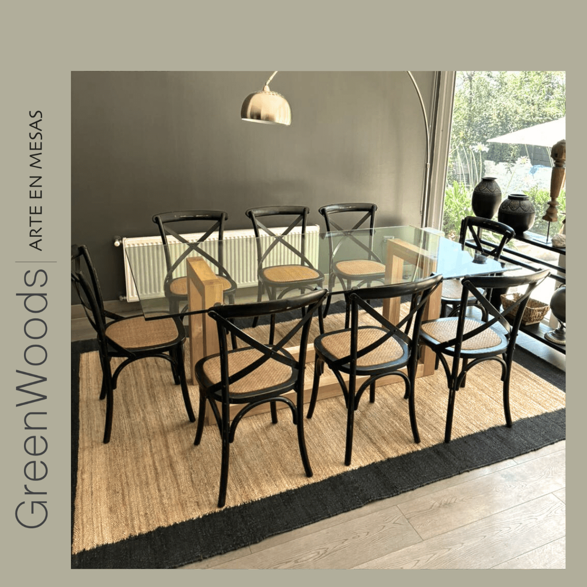Mesa de comedor de madera y vidrio Lagos. - mesa comedor | Greenwoods Chile