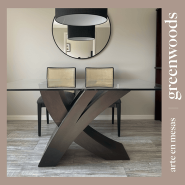 Mesa de comedor de madera y vidrio Picasso. - | Greenwoods Chile