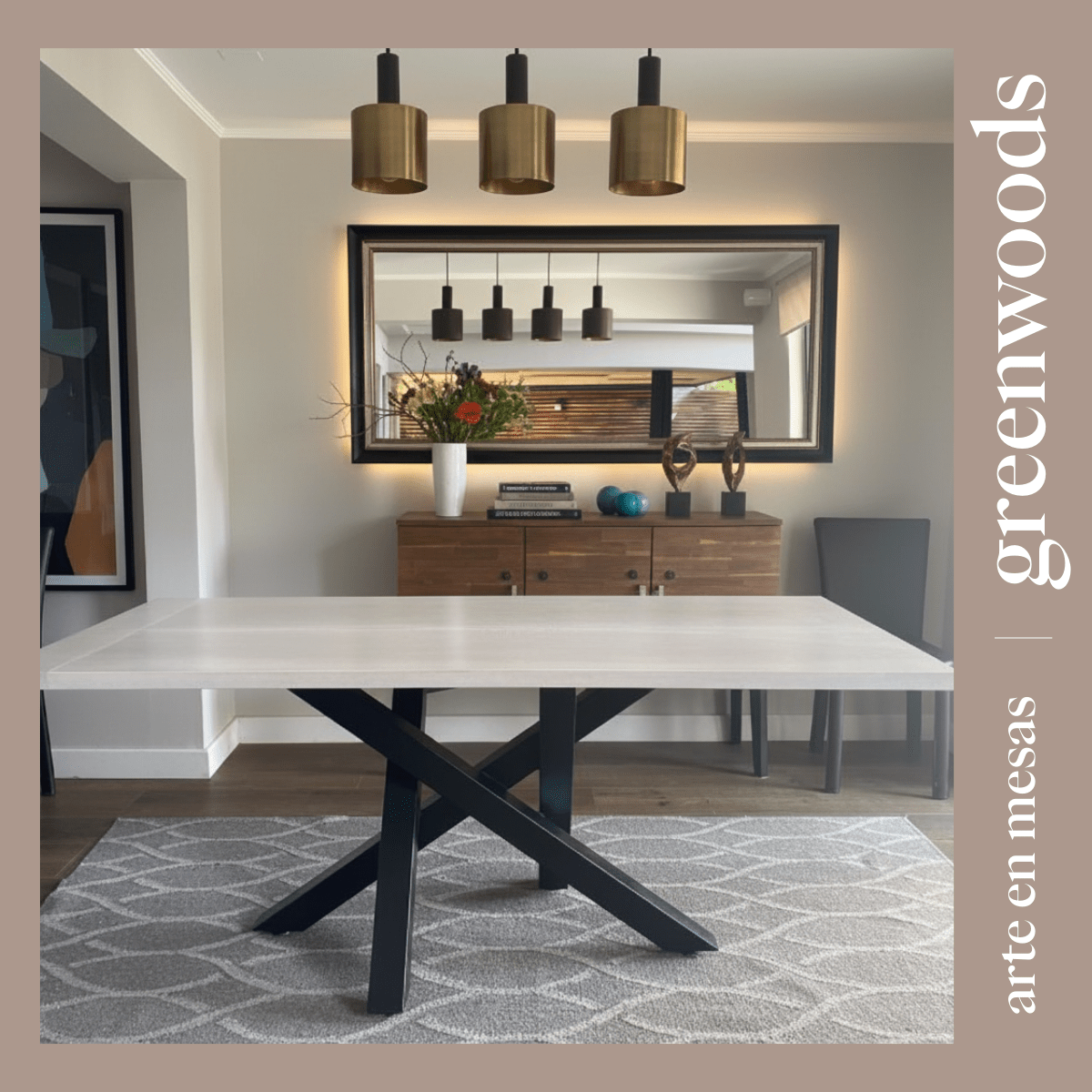 Mesa de comedor fierro y cubierta madera lenga Da Vinci. - mesa comedor | Greenwoods Chile