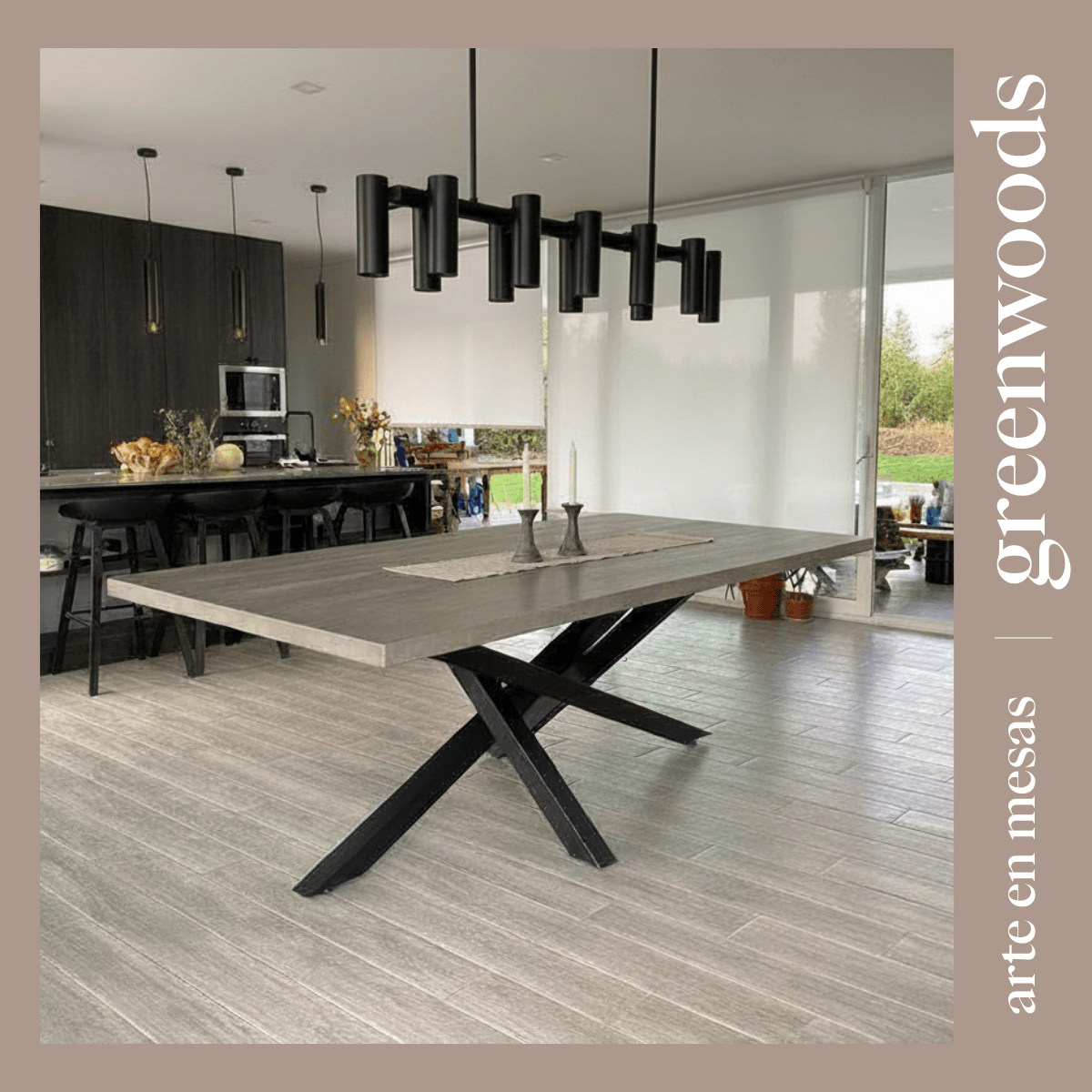 Mesa de comedor fierro y cubierta madera lenga Da Vinci. - mesa comedor | Greenwoods Chile