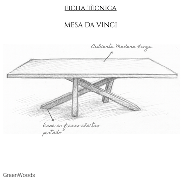 Mesa de comedor fierro y madera industrial Da Vinci terraza. - mesa comedor | Greenwoods Chile