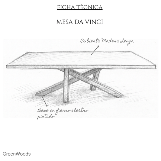 Mesa de comedor fierro y madera industrial Da Vinci terraza. - mesa comedor | Greenwoods Chile