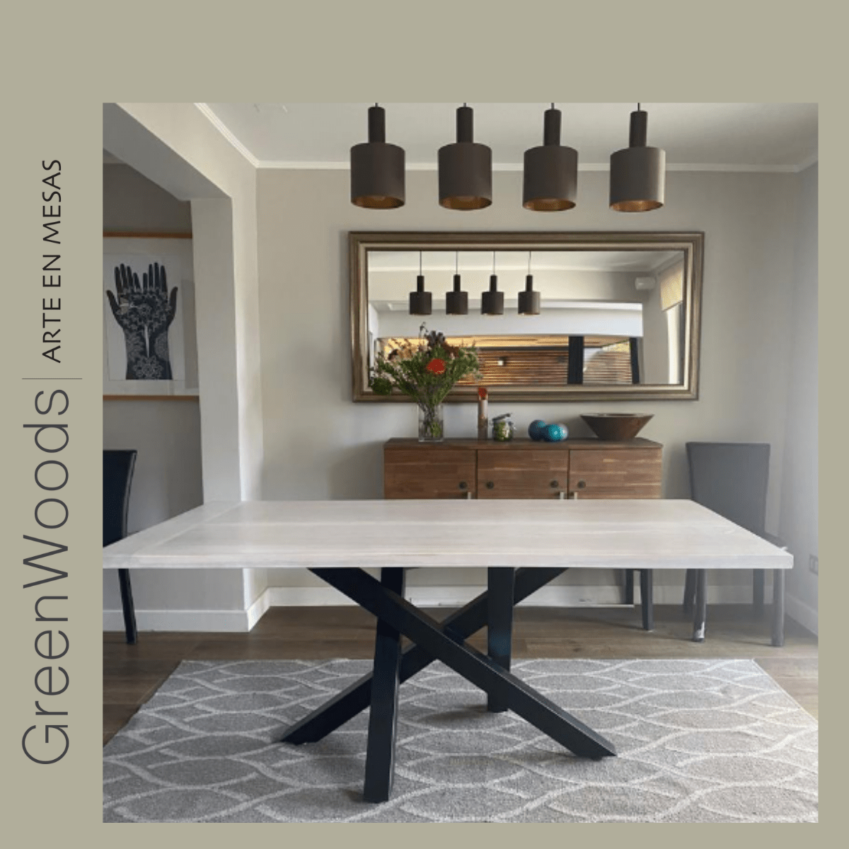 Mesa de comedor fierro y madera lenga Da Vinci. - mesa comedor | Greenwoods Chile