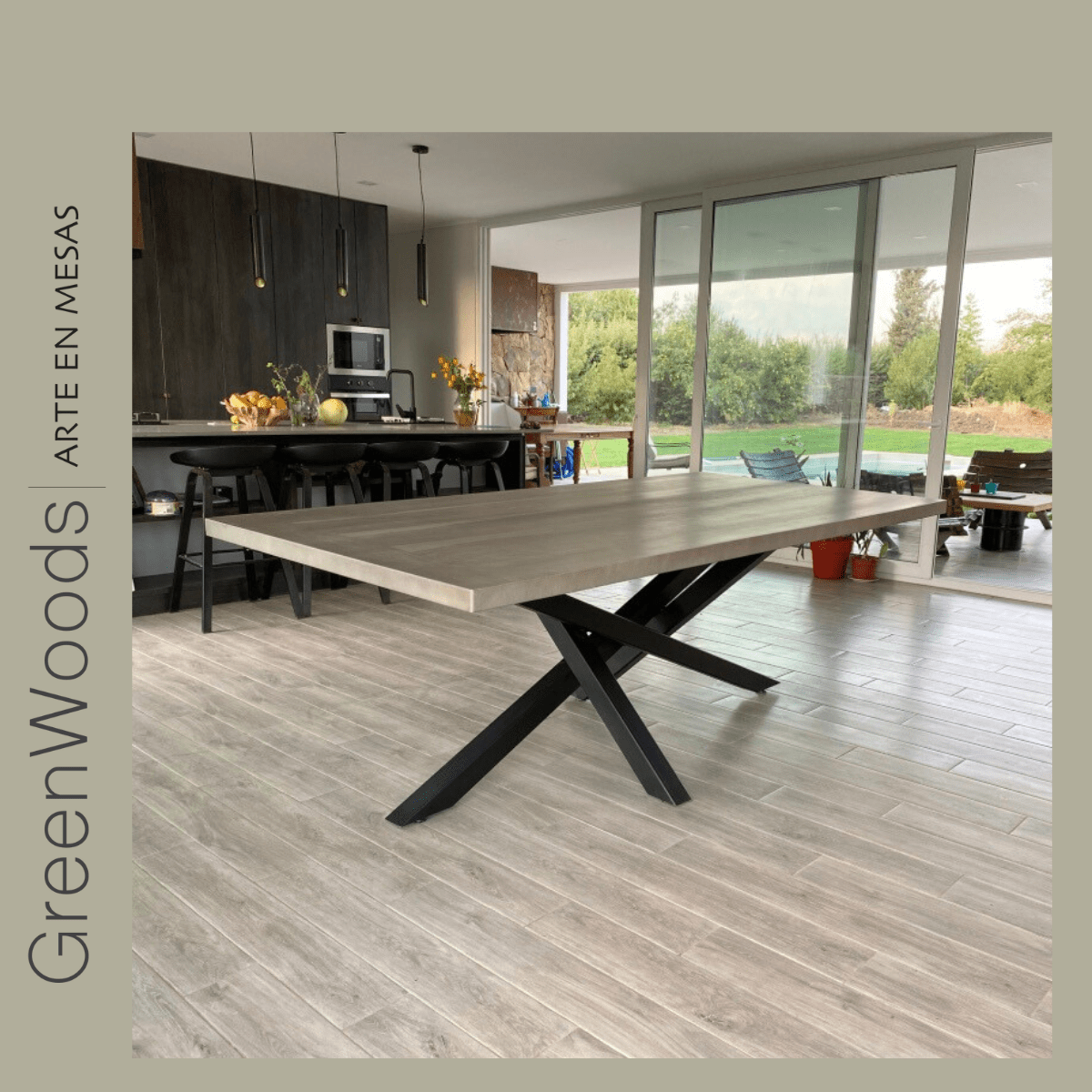 Mesa de comedor fierro y madera lenga Da Vinci. - mesa comedor | Greenwoods Chile