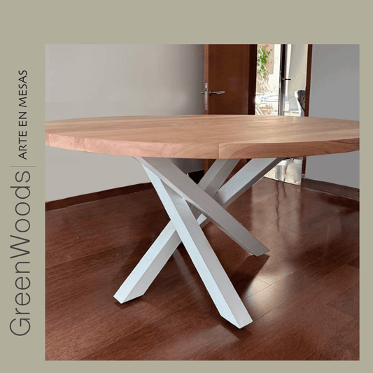 Mesa de comedor fierro y madera lenga redonda Da Vinci. - mesa comedor | Greenwoods Chile