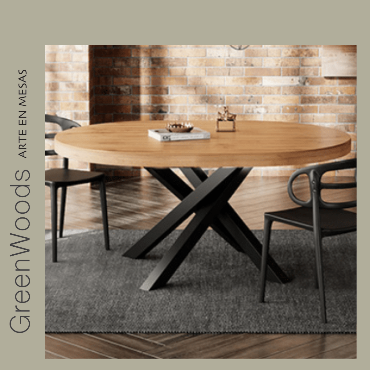 MESA COMEDOR REDONDA MADERA LENGA Y FIERRO DA VINCI A MEDIDA
