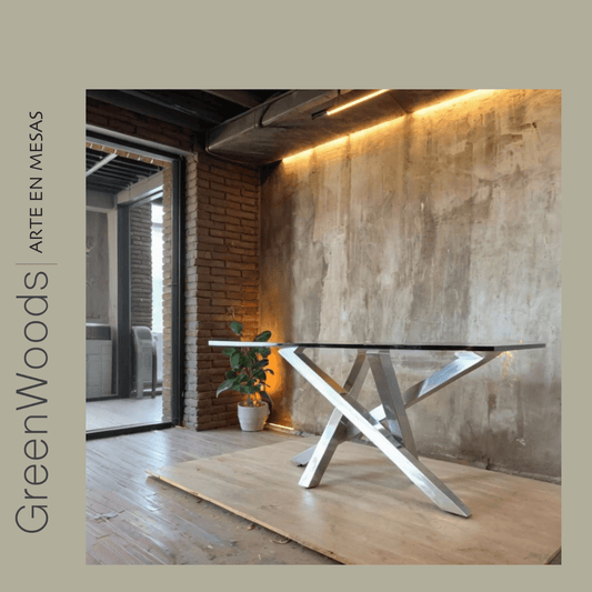Mesa de comedor fierro y vidrio Da Vinci cromado. - mesa comedor | Greenwoods Chile