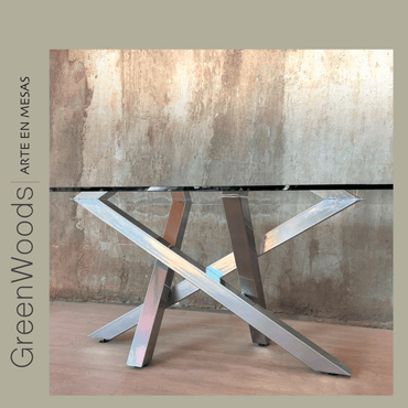 Mesa de comedor fierro y vidrio Da Vinci cromado. - mesa comedor | Greenwoods Chile