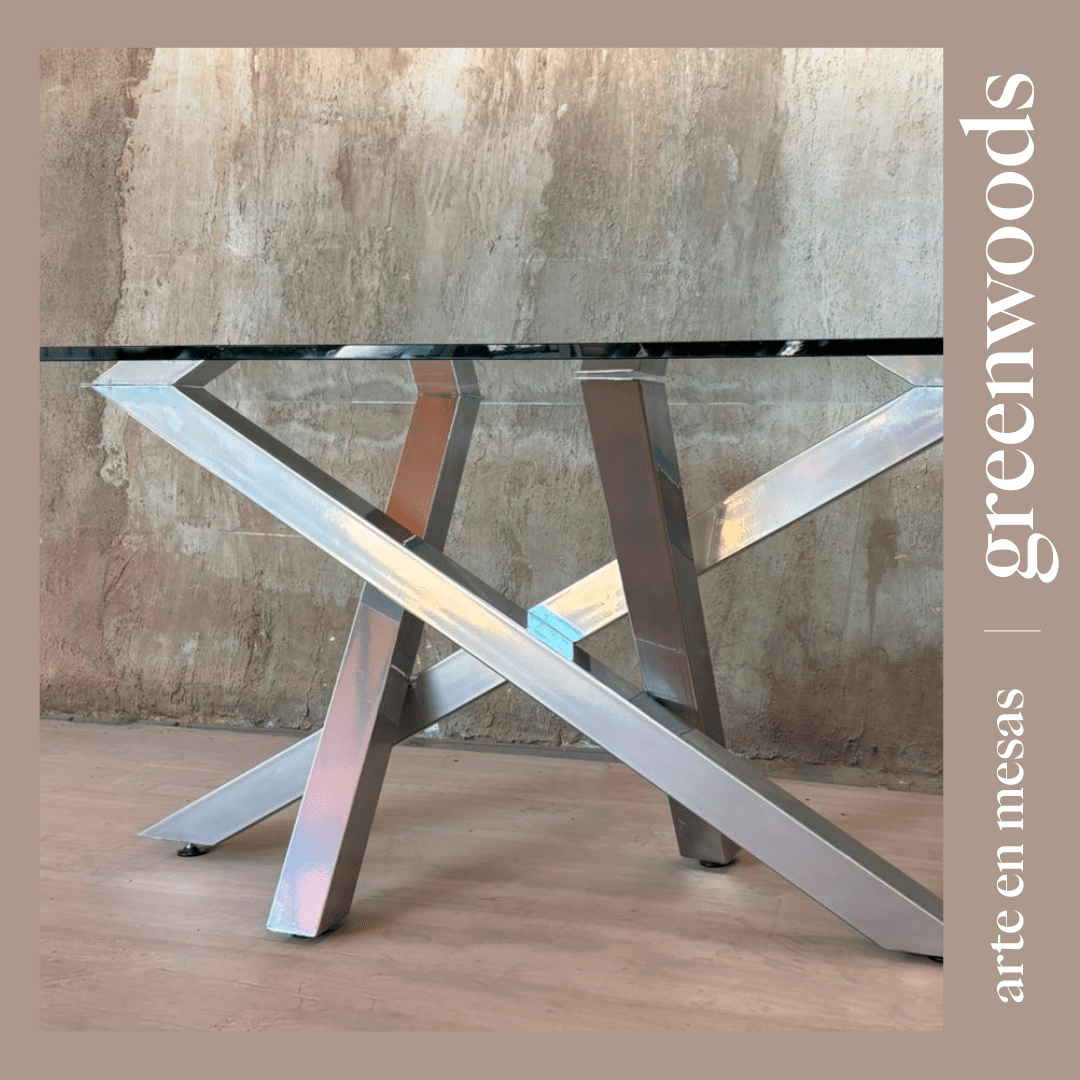 Mesa de comedor fierro y vidrio Modelo Da Vinci cromado. - mesa comedor | Greenwoods Chile