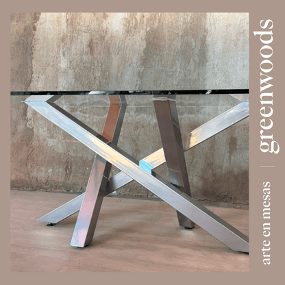 Mesa de comedor fierro y vidrio Modelo Da Vinci cromado. - mesa comedor | Greenwoods Chile