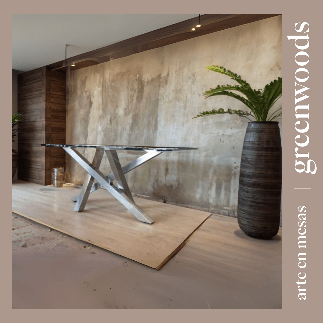 Mesa de comedor fierro y vidrio Modelo Da Vinci cromado. - mesa comedor | Greenwoods Chile