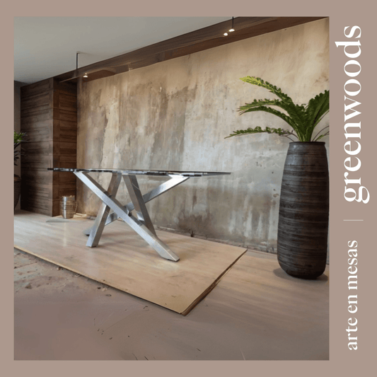 Mesa de comedor fierro y vidrio Modelo Da Vinci cromado. - mesa comedor | Greenwoods Chile