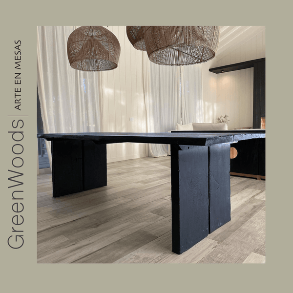 Mesa de comedor madera carbonizada negra Eclipse