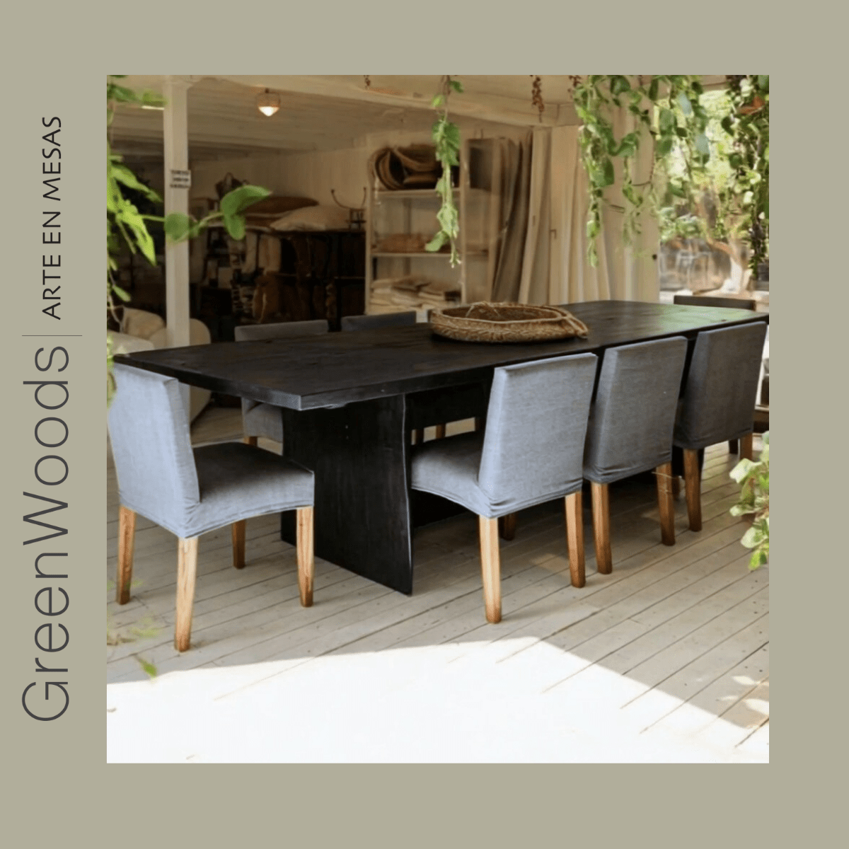 Mesa de comedor madera carbonizada negra Fenix. - mesa comedor | Greenwoods Chile