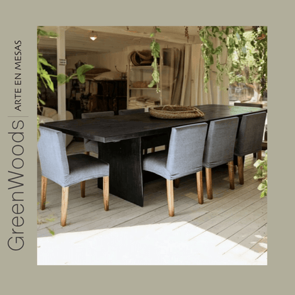 Mesa de comedor madera carbonizada negra Fenix. - mesa comedor | Greenwoods Chile