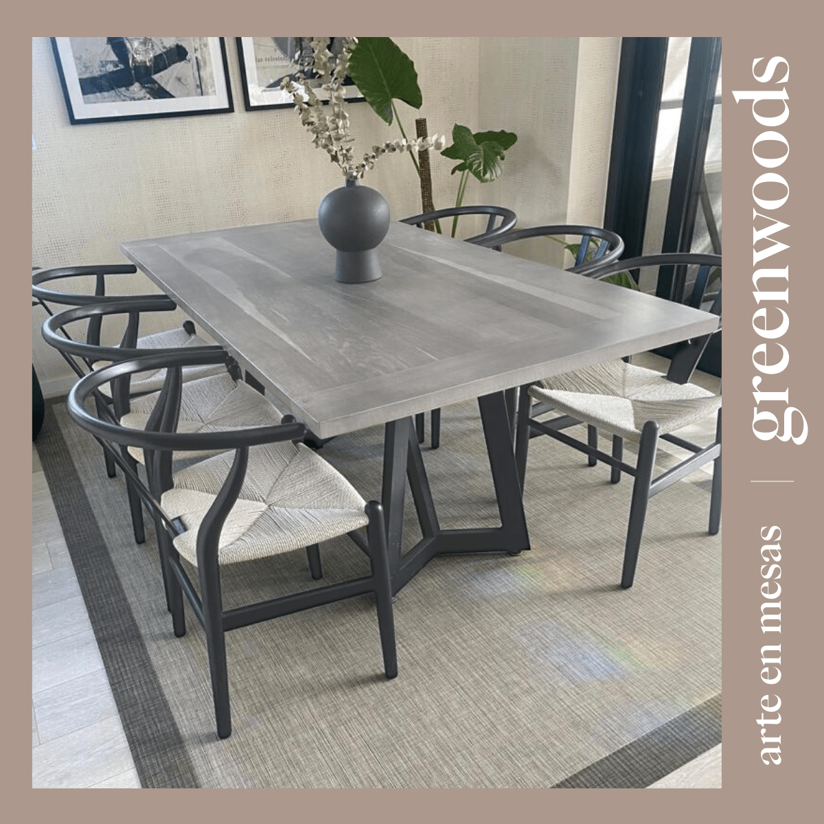 Mesa de Comedor Siena en Madera Lenga y Fierro Negro a Medida