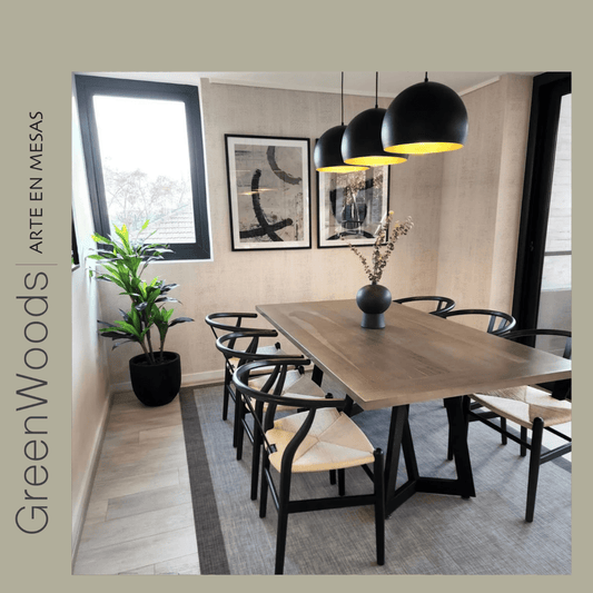 Mesa de comedor madera y fierro negro Siena. - mesa comedor | Greenwoods Chile
