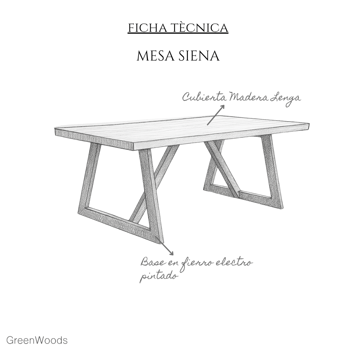 Mesa de comedor madera y fierro negro Siena terraza. - mesa comedor | Greenwoods Chile