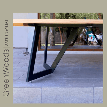 Mesa de comedor madera y fierro negro Siena terraza. - mesa comedor | Greenwoods Chile
