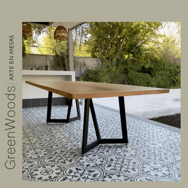 Mesa de comedor madera y fierro negro Siena terraza. - mesa comedor | Greenwoods Chile
