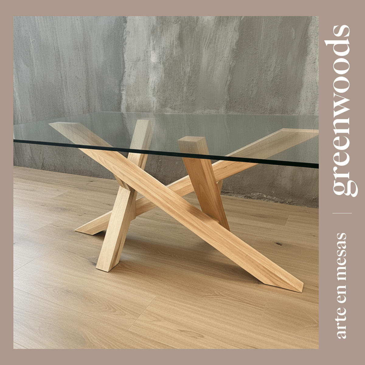 Mesa de Comedor Da Vinci en Madera Lenga y Vidrio a Medida
