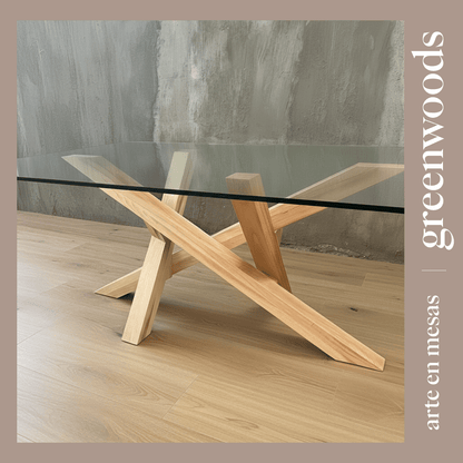Mesa de Comedor Madera y vidrio Da Vinci | Interior & Terraza a Medida - mesa comedor | Greenwoods Chile