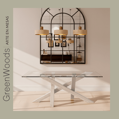 Mesa de Comedor Madera y vidrio Da Vinci | Interior & Terraza a Medida - mesa comedor | Greenwoods Chile