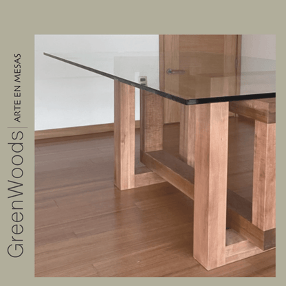 Mesa moderna madera y vidrio Capri. - mesa comedor | Greenwoods Chile