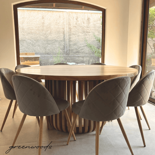 Mesa redonda en madera lenga Praga. - Mesas | Greenwoods Chile