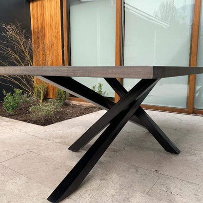 Mesa de terraza modelo Da Vinci en madera natural y estructura de fierro – Greenwoods Chile