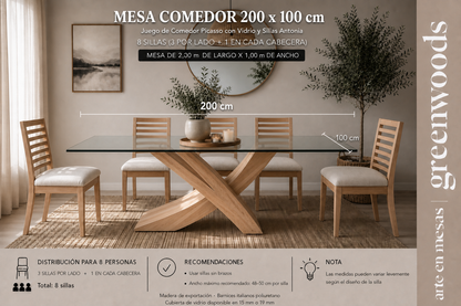Juego de Comedor Picasso con Vidrio y Sillas Antonia | Greenwoods