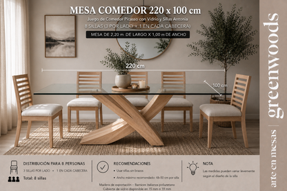 Juego de Comedor Picasso con Vidrio y Sillas Antonia | Greenwoods