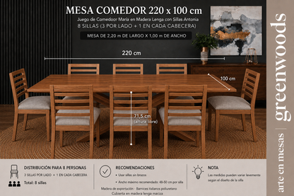 Juego de Comedor María en Madera Lenga con Sillas Antonia a Medida