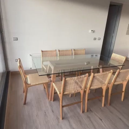 MESA COMEDOR MADERA LENGA Y VIDRIO PARÍS A MEDIDA | GREENWOODS
