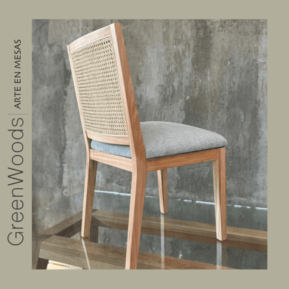 Silla de Comedor Moderna en Madera Lenga con Respaldo de Junco | Modelo Alma - banquetas | Greenwoods Chile