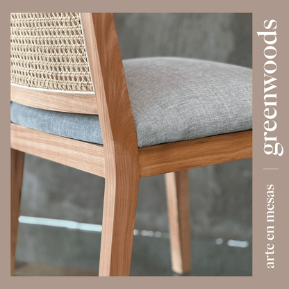 Silla de Comedor Moderna en Madera Lenga con Respaldo de Junco | Modelo Alma - banquetas | Greenwoods Chile